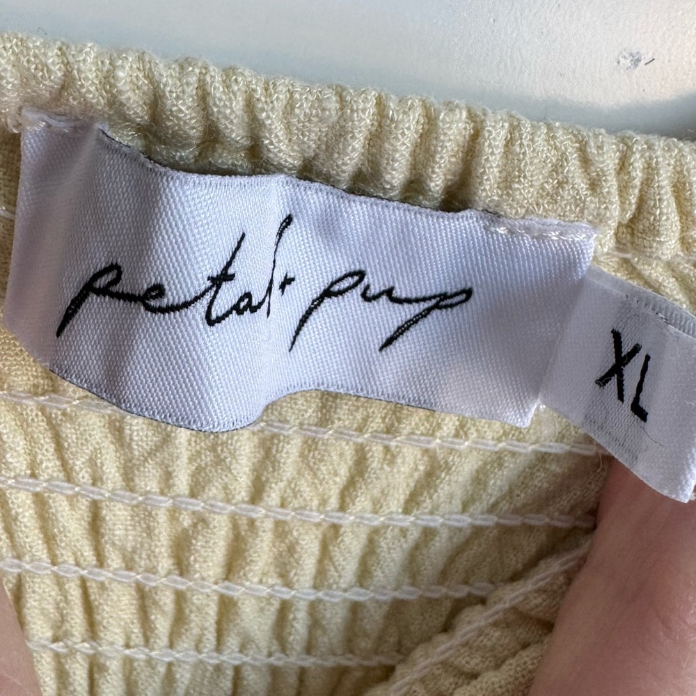 Petal‎ + Pup Butter Yellow Women XL Midi 100% Linen Dress Coastal Open side - Picture 2 of 8